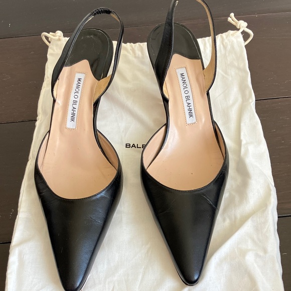 Manolo Blahnik Carolyne Classic Black Slingback Kitten Heels Women’s Size 42 - Picture 2 of 8